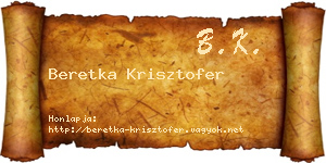 Beretka Krisztofer névjegykártya